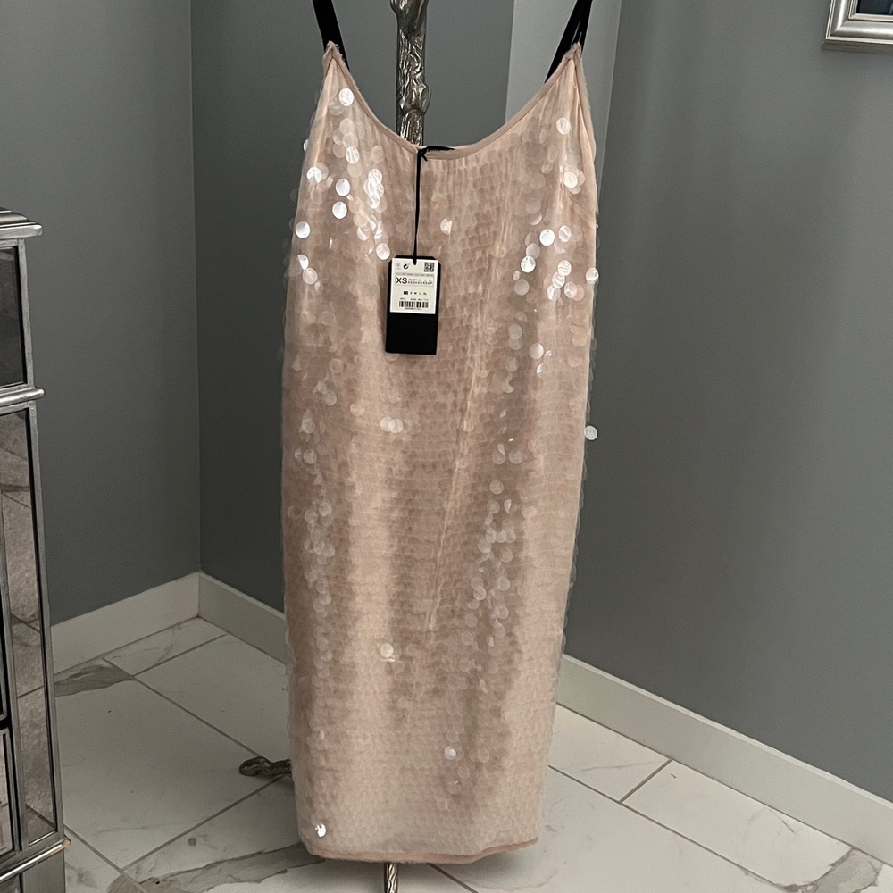 Zara Sequin Dress in Light Pink